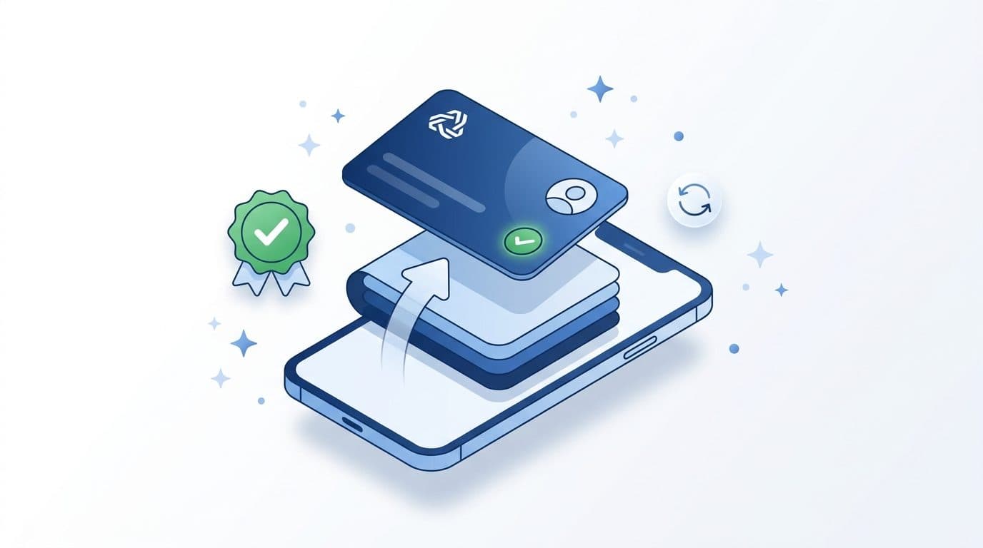 Carteirinha digital de associado adicionada ao Apple Wallet e ao Google Wallet no celular, com a identidade da associação