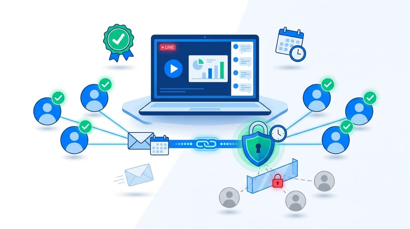 Tela de criação de evento online na Softaliza com controle do link de transmissão e acesso restrito aos inscritos