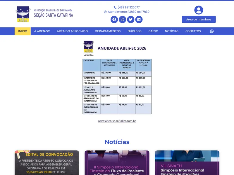 Site ABEn-SC — aben-sc.softaliza.com.br